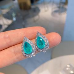 Drop-shaped Pendant Drop-shaped Earrings Imitation Paraíba Pendant Earrings Jewelry necklace Set