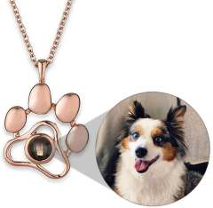 Stainless Steel Dog Paw Pet Projection Necklace Clavicle Chain Fashion Versatile Personalized Keychain Jewelry