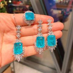 Simulation palaiba ring necklace earrings suit creative full Diamond luxury jewelry set