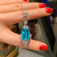 Simulation palaiba ring necklace earrings suit creative full Diamond luxury jewelry set