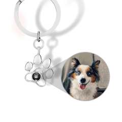 Stainless Steel Dog Paw Pet Projection Necklace Clavicle Chain Fashion Versatile Personalized Keychain Jewelry