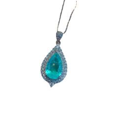 Drop-shaped Pendant Drop-shaped Earrings Imitation Paraíba Pendant Earrings Jewelry necklace Set