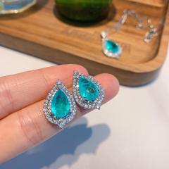 Drop-shaped Pendant Drop-shaped Earrings Imitation Paraíba Pendant Earrings Jewelry necklace Set