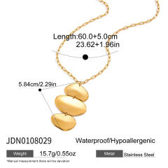 Winter autumn gold color geometric stainless steel long necklace earrings bangle set