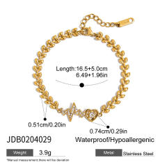 Romantic 18K Gold Rhinestone with Zircon Cut Out Heart Stainless Steel Necklace
