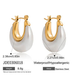 18KG easy match imitation pearl stainless steel earrings collection