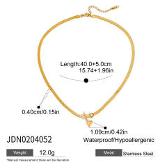 Romantic 18K Gold Rhinestone with Zircon Cut Out Heart Stainless Steel Necklace