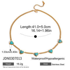 Vintage turquoise stone heart series stainless steel necklace earrings set