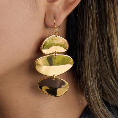 Winter autumn gold color geometric stainless steel long necklace earrings bangle set