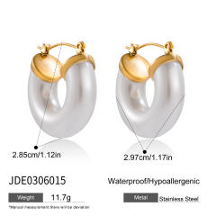 18KG easy match imitation pearl stainless steel earrings collection