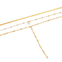 Classic three layer dainty chain diamond stainless steel necklace long necklace