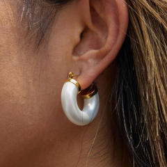 18KG easy match imitation pearl stainless steel earrings collection