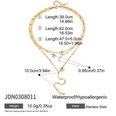 Classic three layer dainty chain diamond stainless steel necklace long necklace