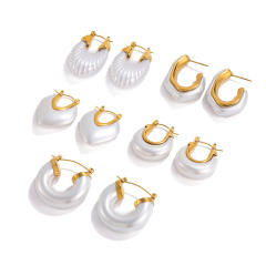 18KG easy match imitation pearl stainless steel earrings collection