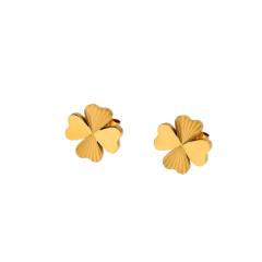 Stainless steel peach heart lucky four-leaf clover necklace bracelet earrings suit