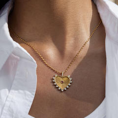 Classic romantic heart pendant stainless steel necklace dainty necklace