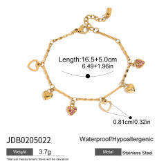 Holiday 18KG multi element charm thin chain stainless steel bracelet