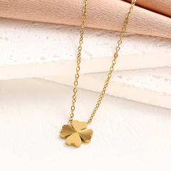 Stainless steel peach heart lucky four-leaf clover necklace bracelet earrings suit