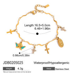 Holiday 18KG multi element charm thin chain stainless steel bracelet