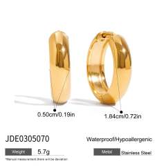 Classic Style 18K Gold Stainless Steel with Square White Diamond 15mm Size Earrings