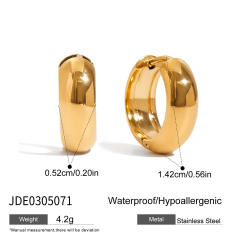 Classic Style 18K Gold Stainless Steel with Square White Diamond 15mm Size Earrings