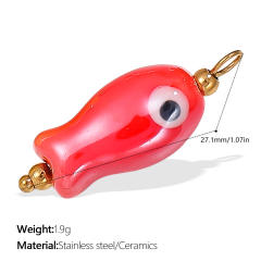 Small fresh style pendant marine series small fish starfish shaped ceramic stainless steel plated 18K gold pendant necklace