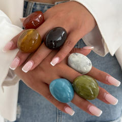 Chunky colorful resin acrylic finger rings for women antumn winter jewelry