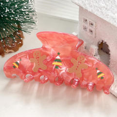 Christmas Hairpin Women's Cartoon Fun Gingerbread Man Grab Back Head Hair Claw Clips