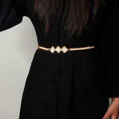Spring waist chain love rhinestone bow belt elastic all-match decoration dress gold silver Four Seasons