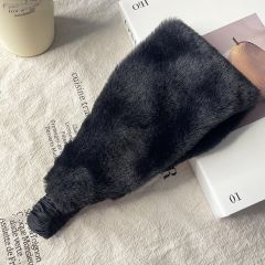 Autumn winter faux rabbit fur wide-brimmed windproof warm elastic headband