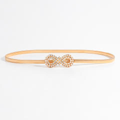 Spring waist chain love rhinestone bow belt elastic all-match decoration dress gold silver Four Seasons