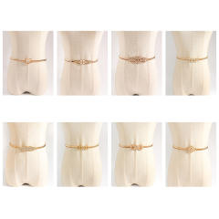 Spring waist chain love rhinestone bow belt elastic all-match decoration dress gold silver Four Seasons