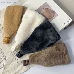 Autumn winter faux rabbit fur wide-brimmed windproof warm elastic headband