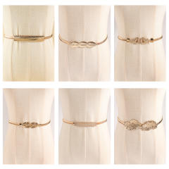 Spring Waist Chain New Metal Elastic Belt Geometric Rhinestone Leaf Fine dress decoration