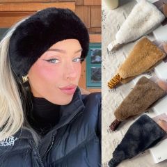 Autumn winter faux rabbit fur wide-brimmed windproof warm elastic headband