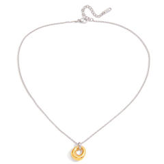 Winter mix color geometric circle pendant stainless steel necklace