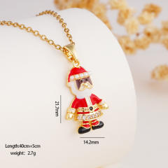 Hot sale color enamel christmas pendant stainless steel chain necklace