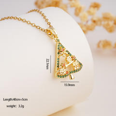 Hot sale color enamel christmas pendant stainless steel chain necklace