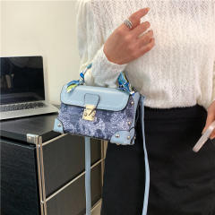 Vintage embroidered box bag for women elegant silk scarf handbag crossbody bag