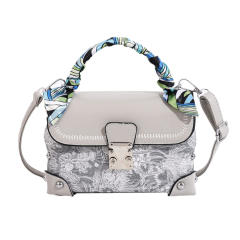 Vintage embroidered box bag for women elegant silk scarf handbag crossbody bag