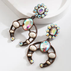 Ethnic Style Earrings for Women Geometric Drop-Shaped Turquoise Earrings Bohemian Holiday Style Earrings