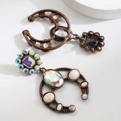 Ethnic Style Earrings for Women Geometric Drop-Shaped Turquoise Earrings Bohemian Holiday Style Earrings