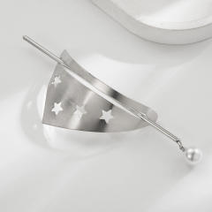 Alloy geometric smooth hairpin with irregular pattern pearl hair bun