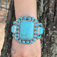 Hot-Selling Ethnic Style Bohemian Bracelet Turquoise Bracelet Personalized Retro Western Cowboy Exaggerated bangle
