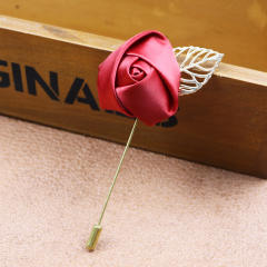 Korean Flower Corsage Red Rose Long Pin Men's Women's Long Pin Flower Brooch