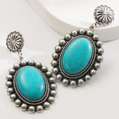 urquoise Earrings New Alloy Retro Geometric Bohemian Ethnic Style Retro Earrings for Women