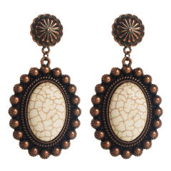 urquoise Earrings New Alloy Retro Geometric Bohemian Ethnic Style Retro Earrings for Women