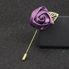Korean Flower Corsage Red Rose Long Pin Men's Women's Long Pin Flower Brooch