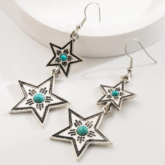 urquoise Earrings New Alloy Retro Geometric Bohemian Ethnic Style Retro Earrings for Women
