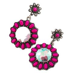 Hot-Selling Turquoise Earrings Western Ethnic Style Alloy Inlaid Large Glass Diamonds Earrings for Women